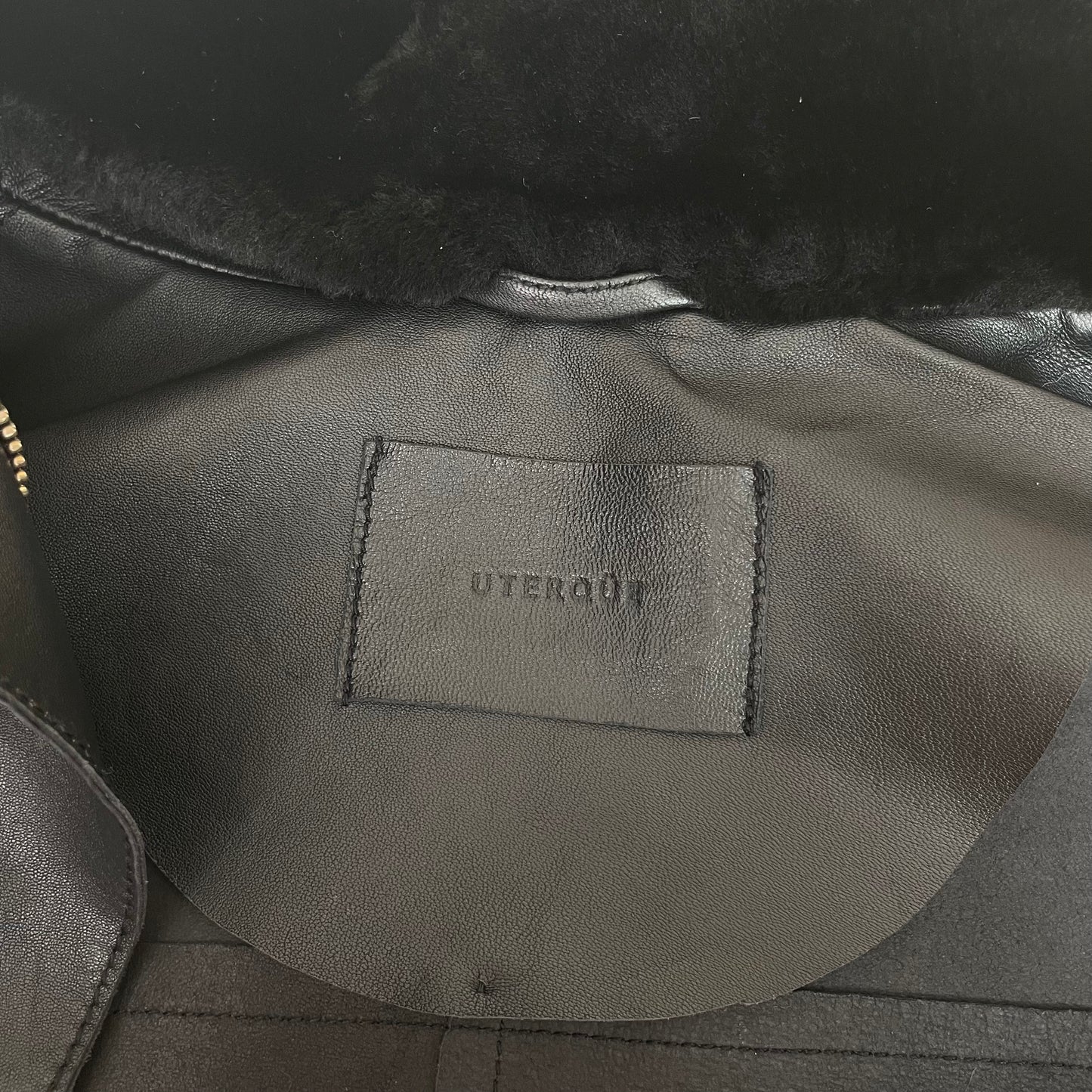 Long Black Leather Coat - S