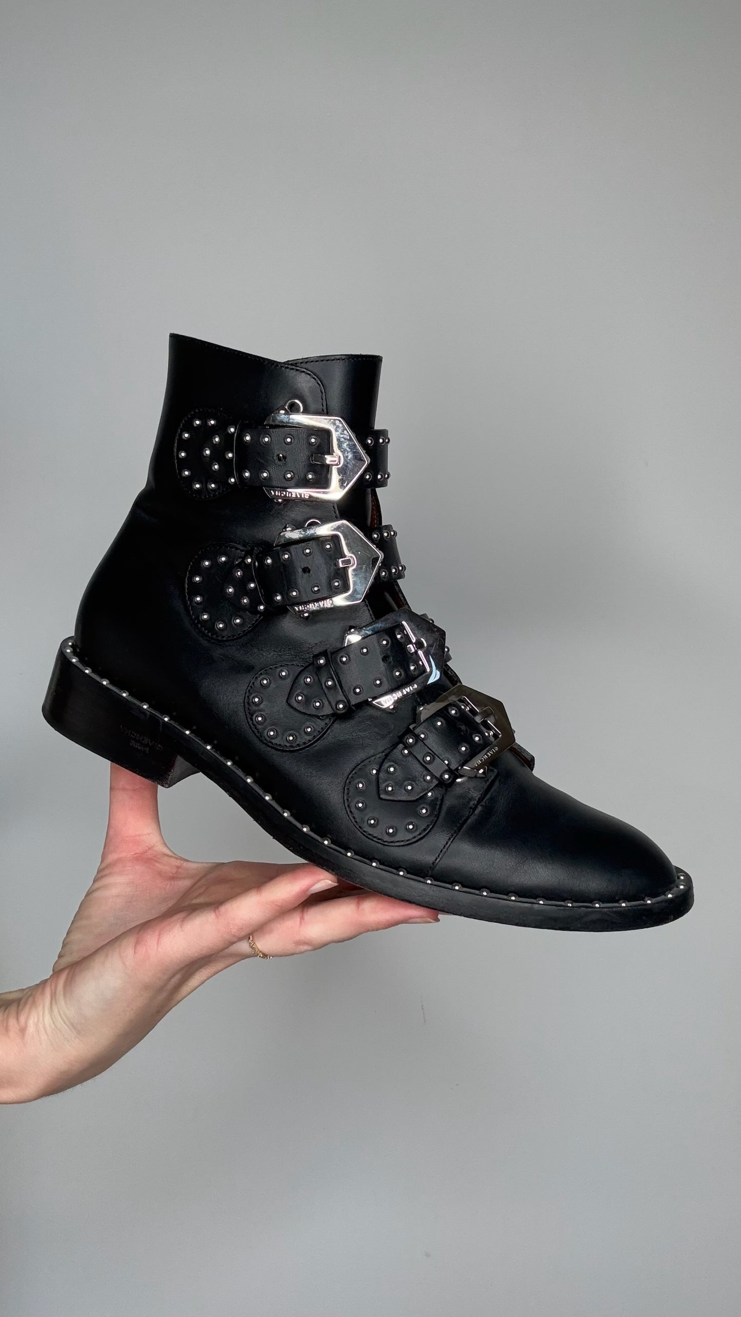 Black Studded Boots - 7.5