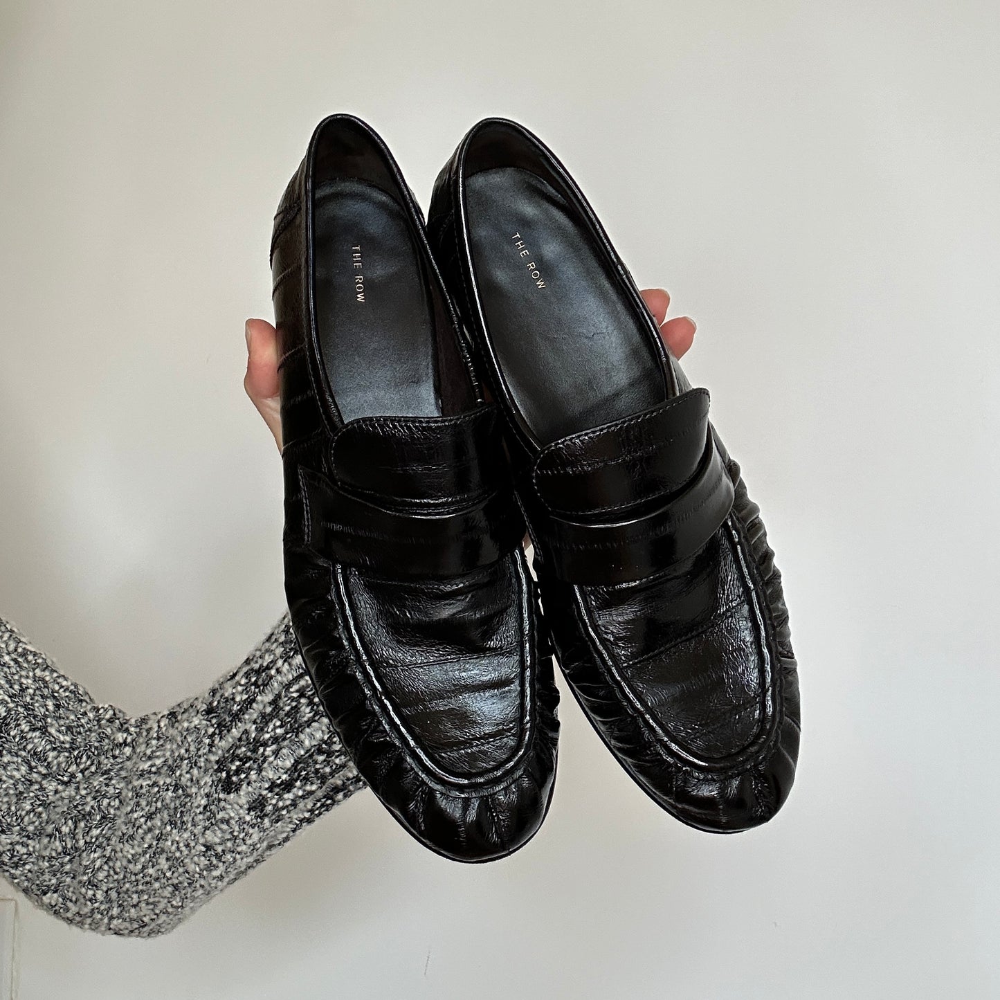 Black Embossed Loafers - 8