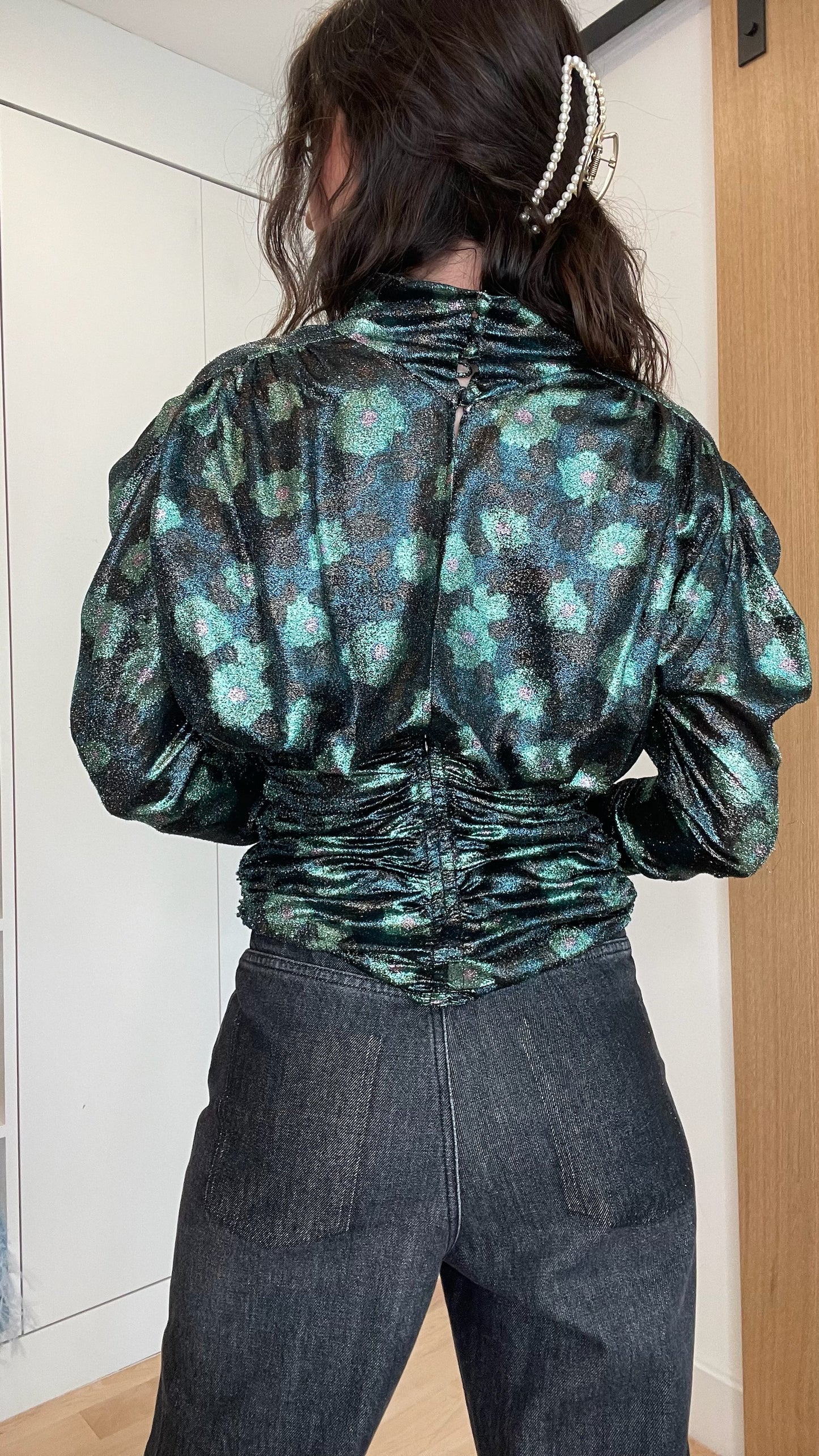 Metallic Green Blouse - XS