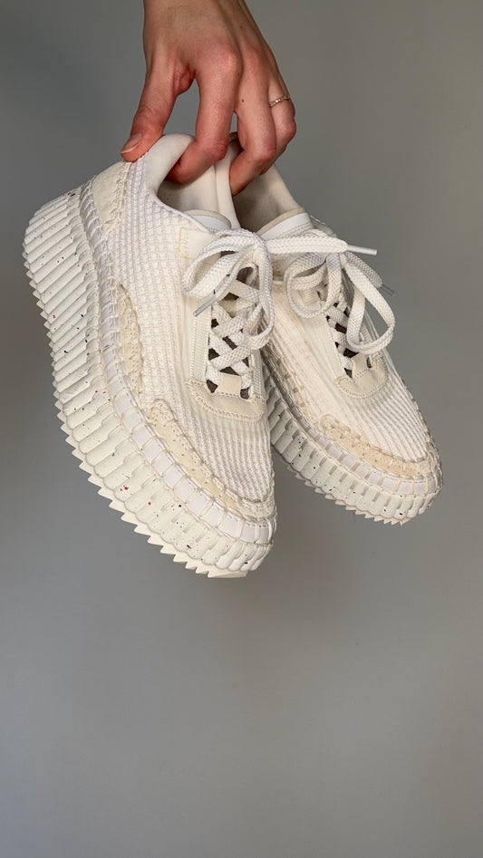 White Crochet Logo Sneakers - 7