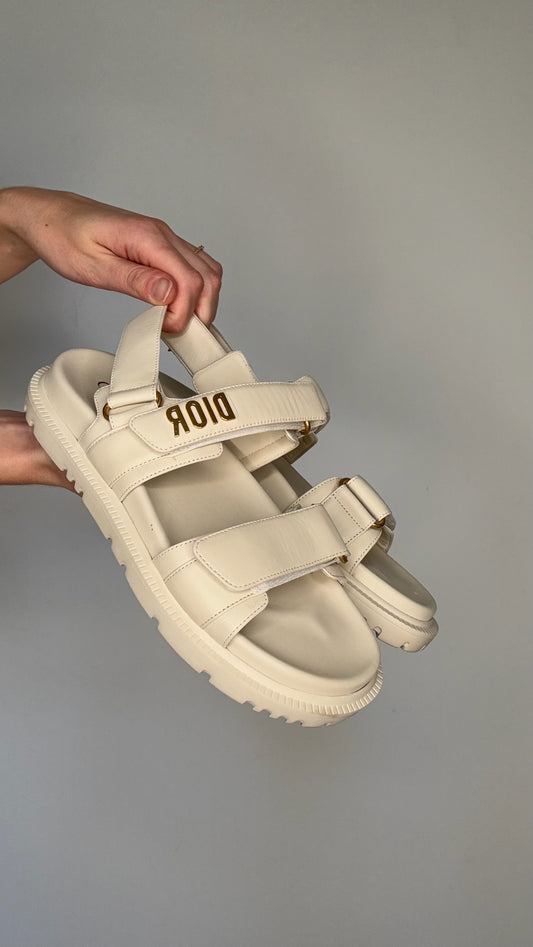 Dior Cream Logo Sandals - 7