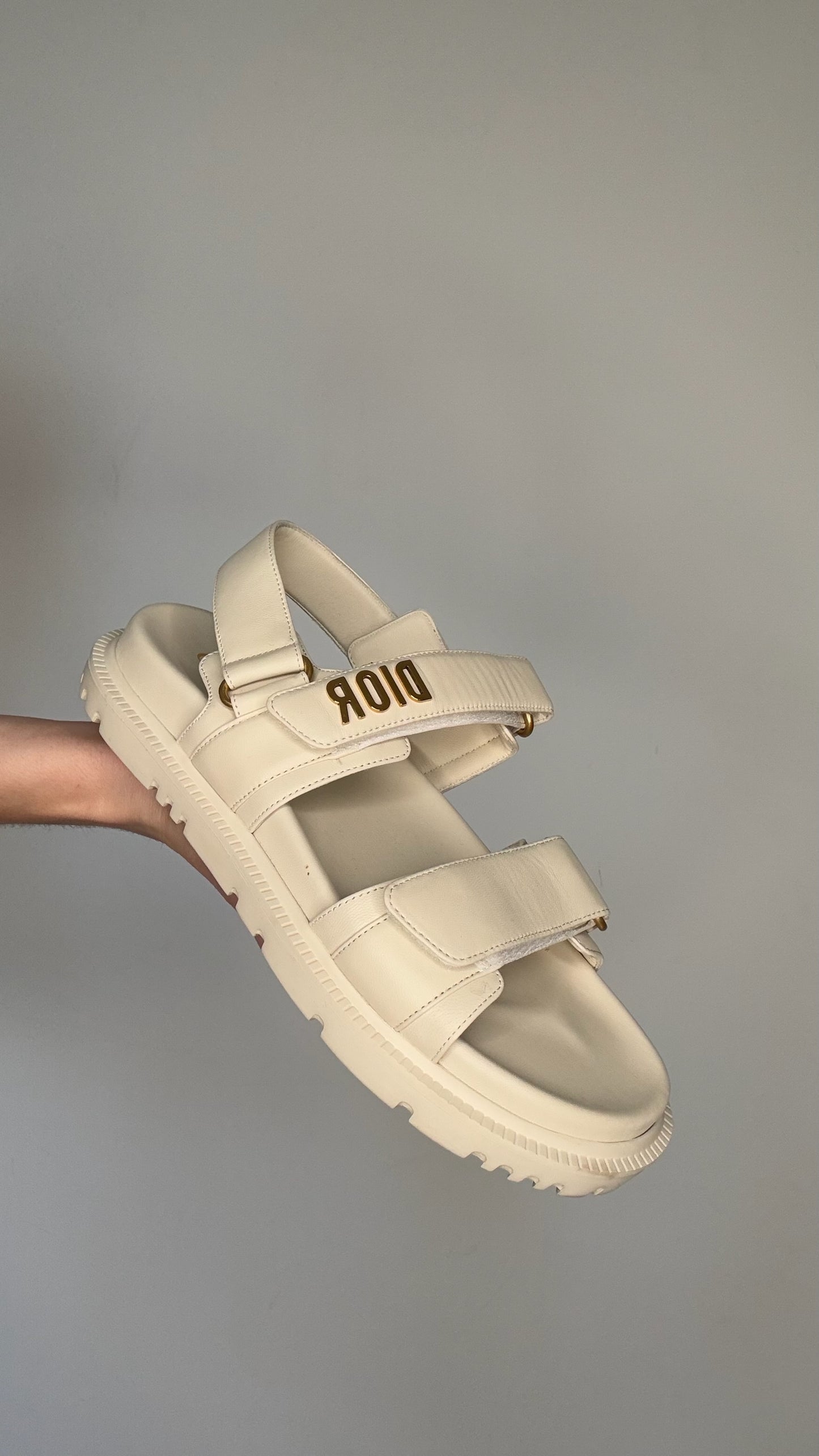 Dior Cream Logo Sandals - 7