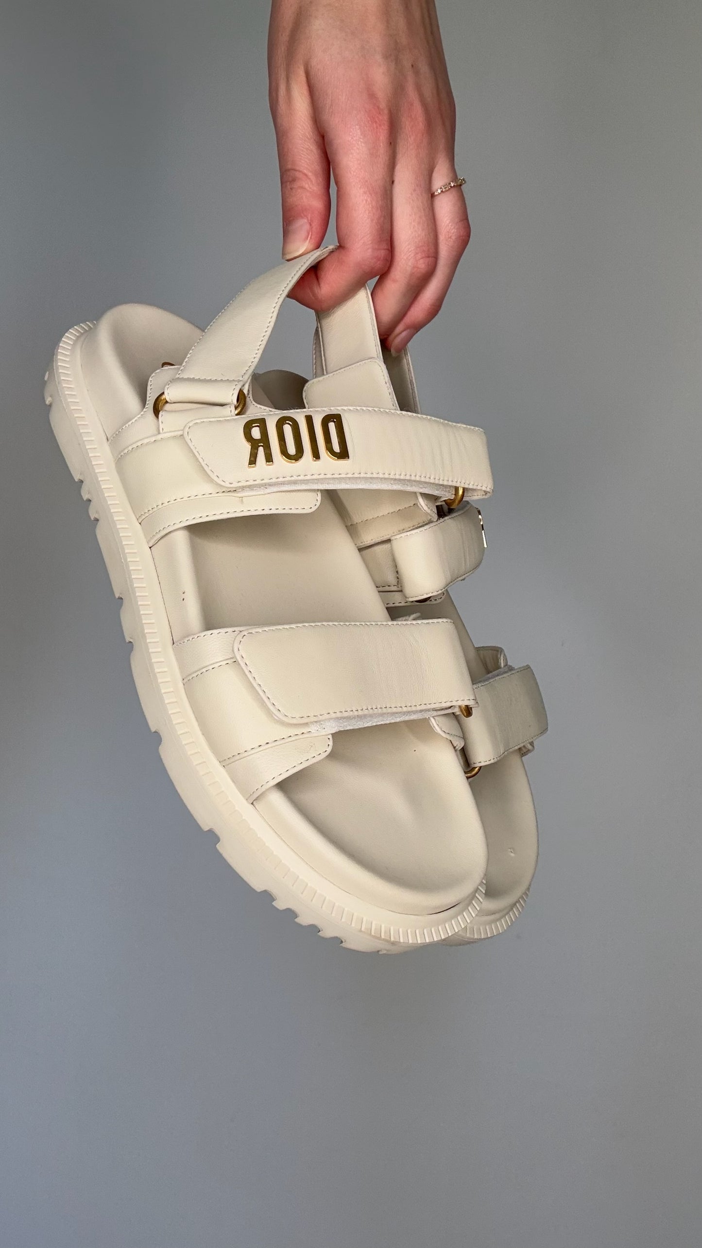 Dior Cream Logo Sandals - 7