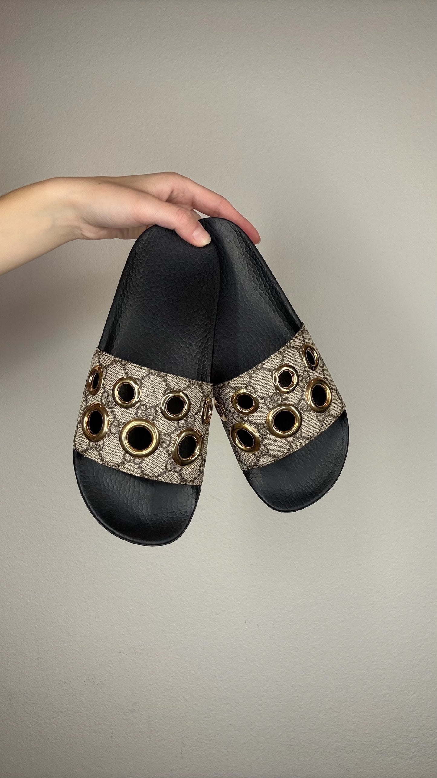 Gucci Monogram Slides - 38