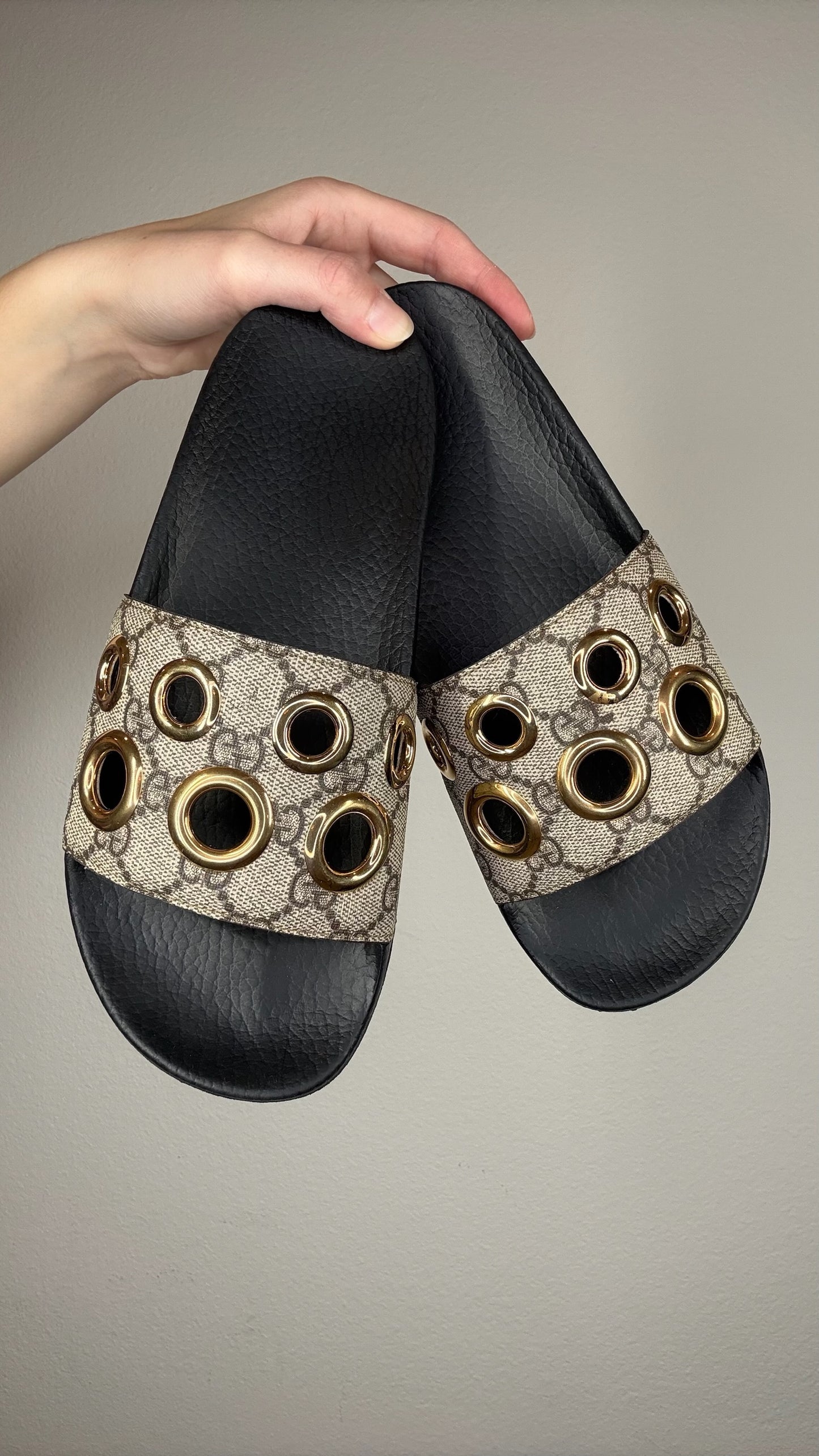 Gucci Monogram Slides - 38