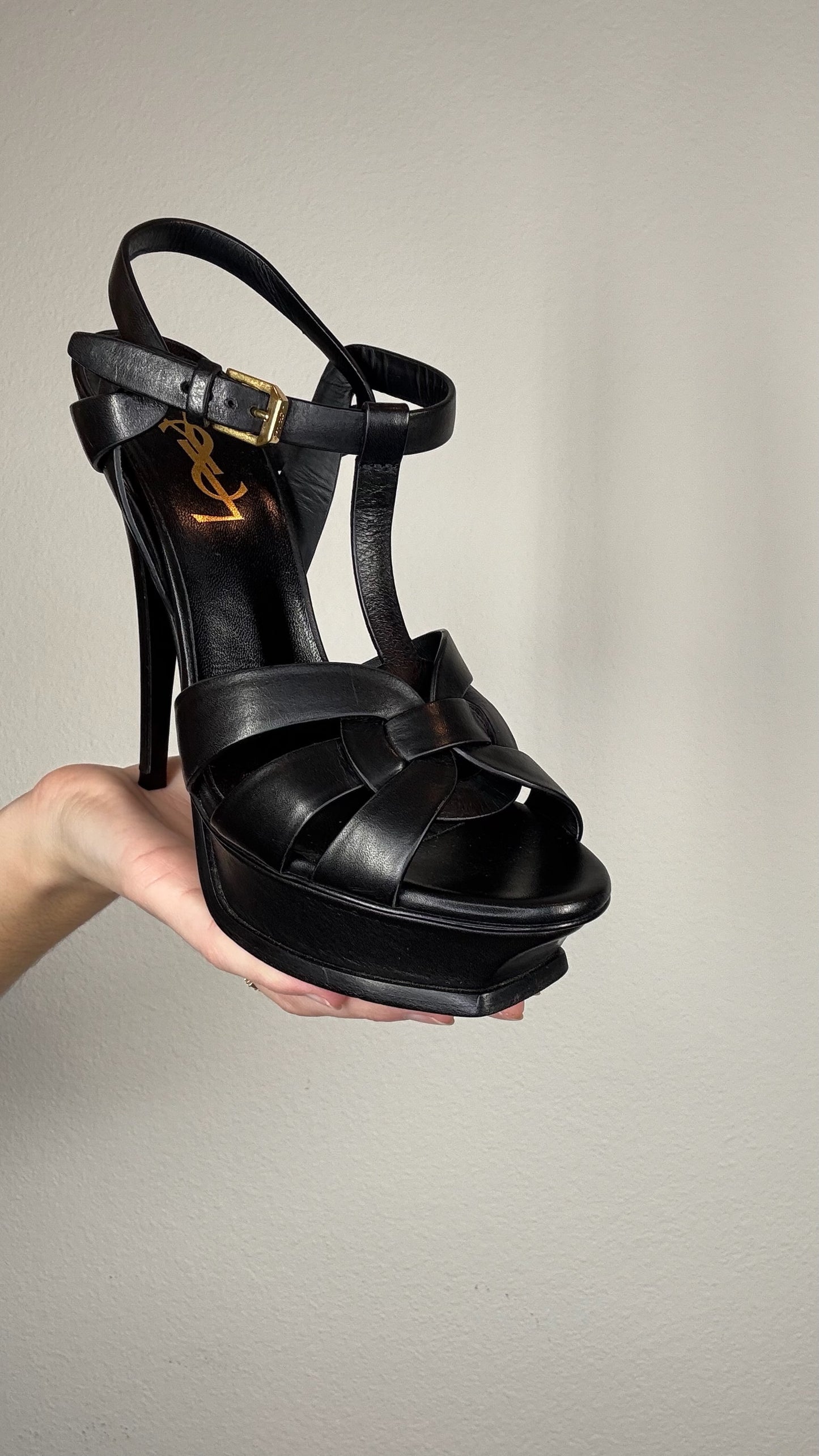 YSL Black Tribute Heels - 36.5