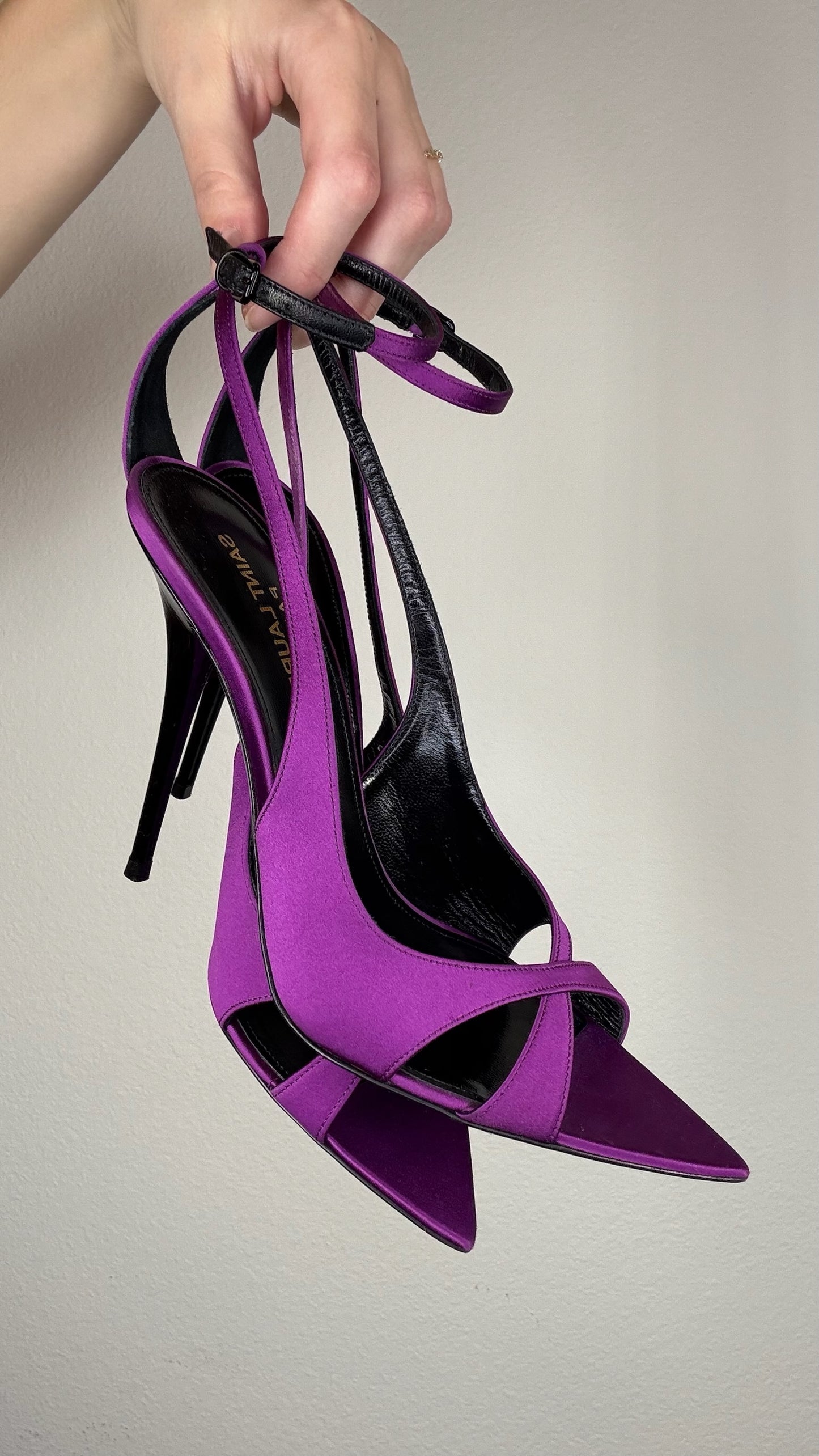 Saint Laurent Purple Satin Heels - 36