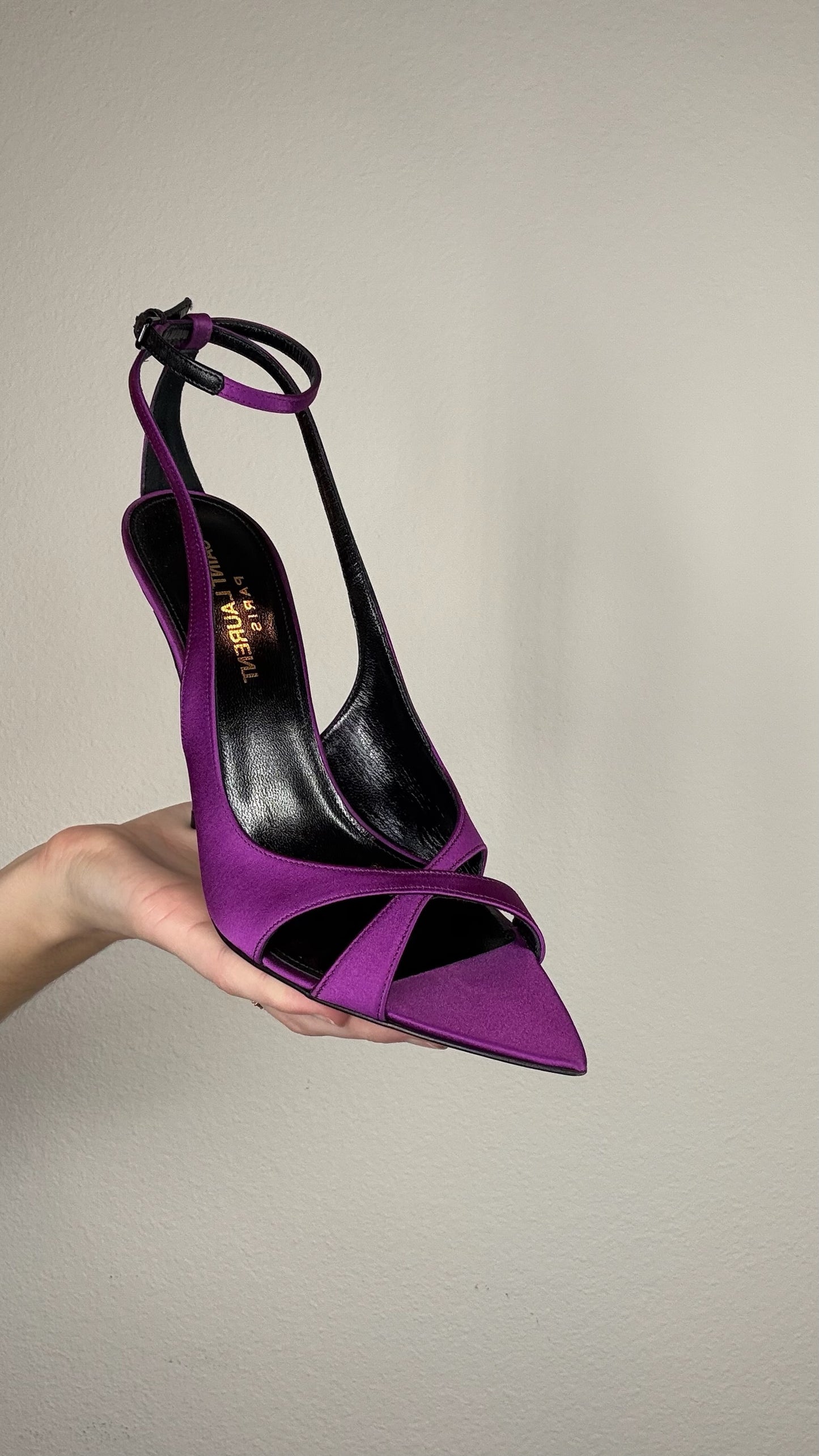 Saint Laurent Purple Satin Heels - 36