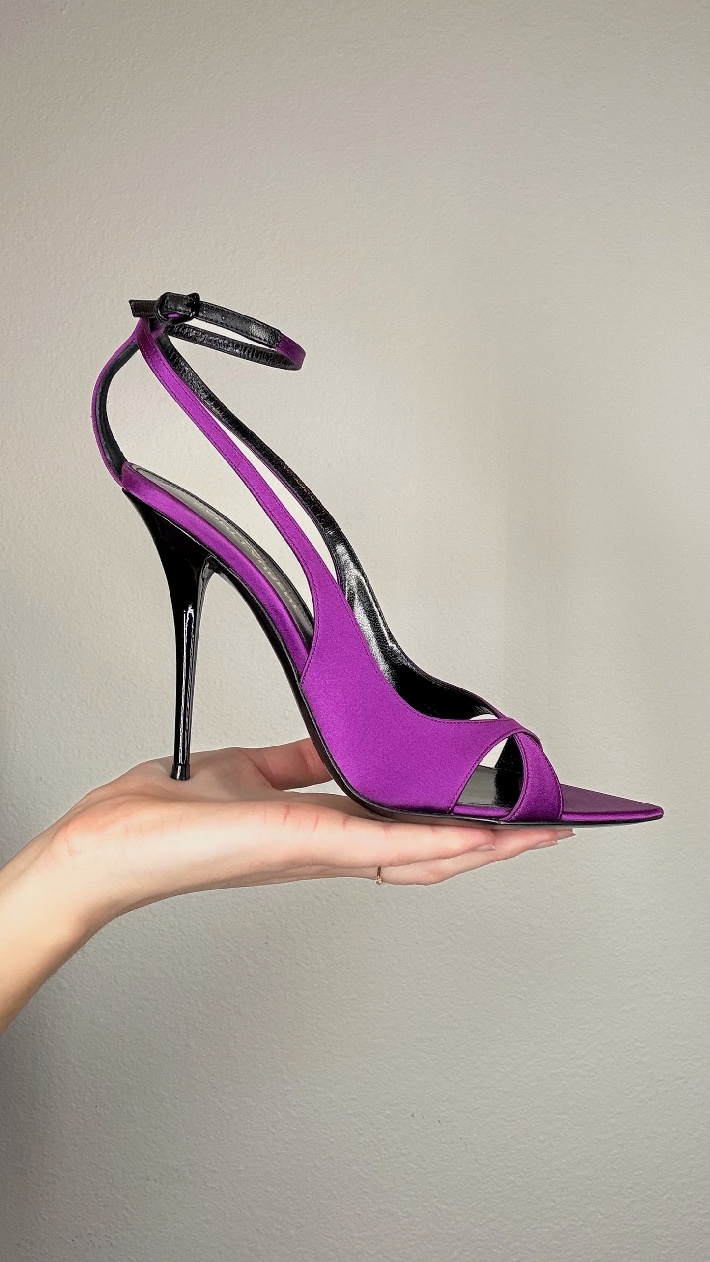 Saint Laurent Purple Satin Heels - 36