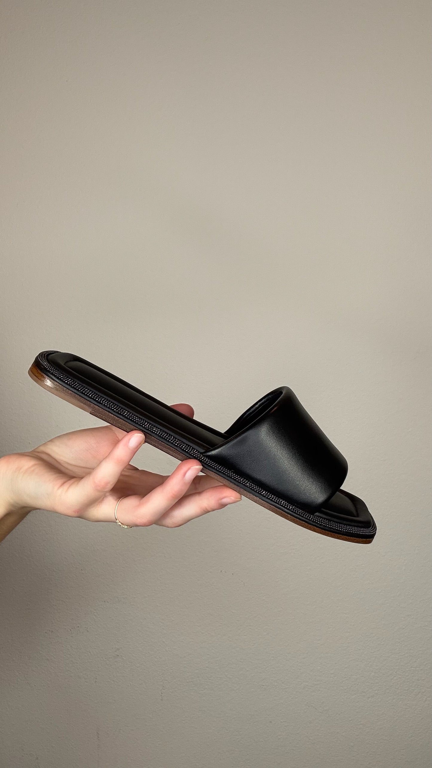 Brunello Cucinelli Black Monilli Slides - 37