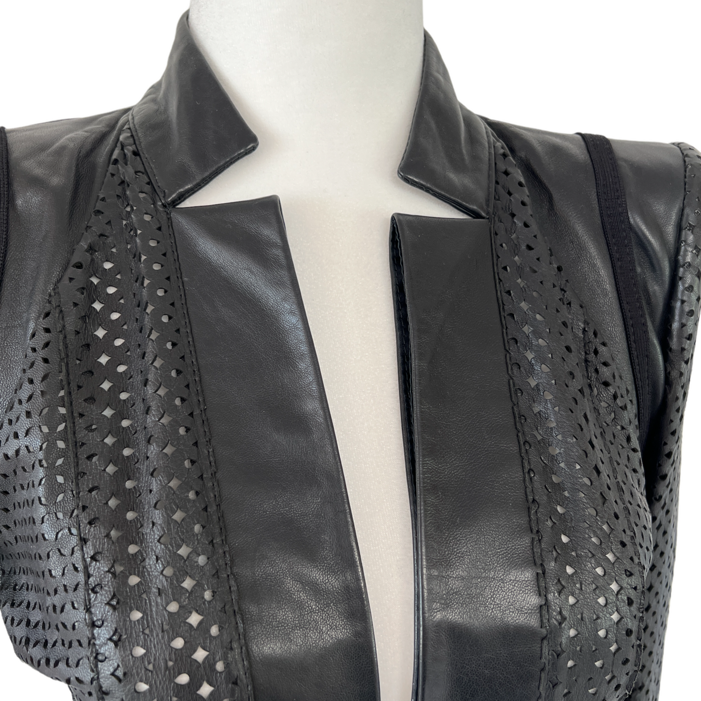 Leather Perforated Jacket - XS