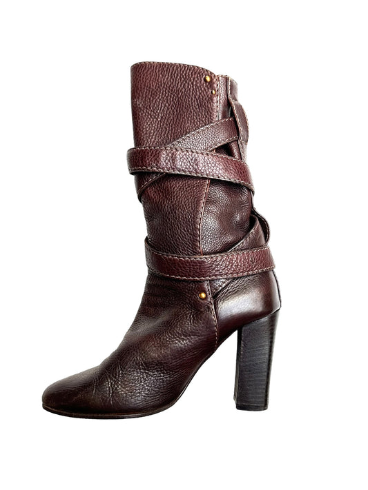 Brown Heeled Boots - 9