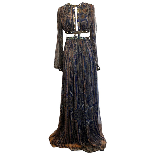 Paisley Maxi Silk Dress - 0