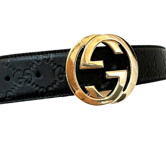 GG Monogram Leather Belt - L