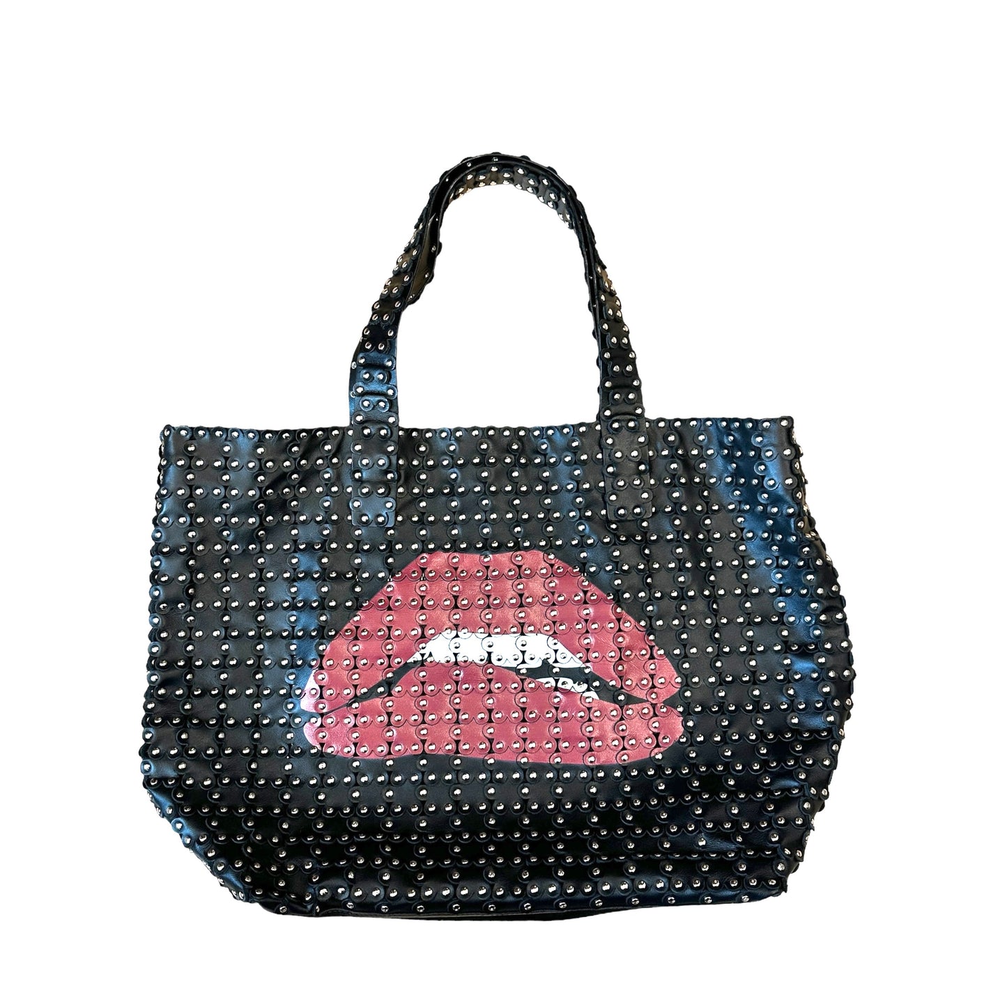 Lips Studded Leather Tote