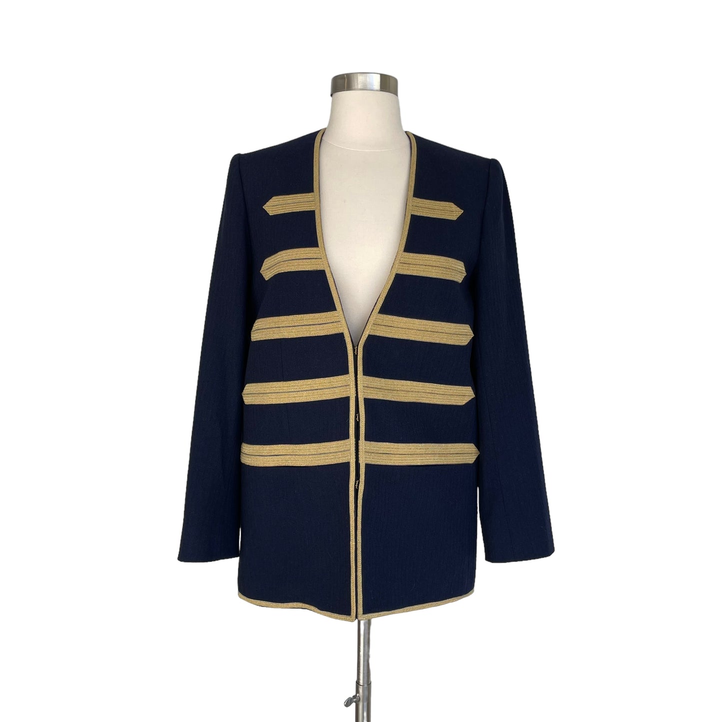 Navy and Gold Military Jacket - M