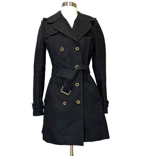 Vintage Black Trench Coat - XS