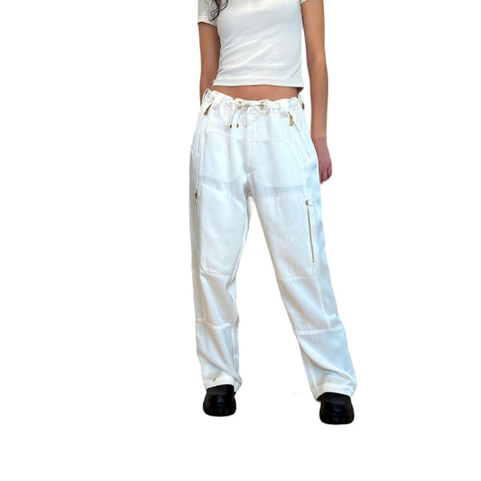 Glossy White Cargo Pant - 2