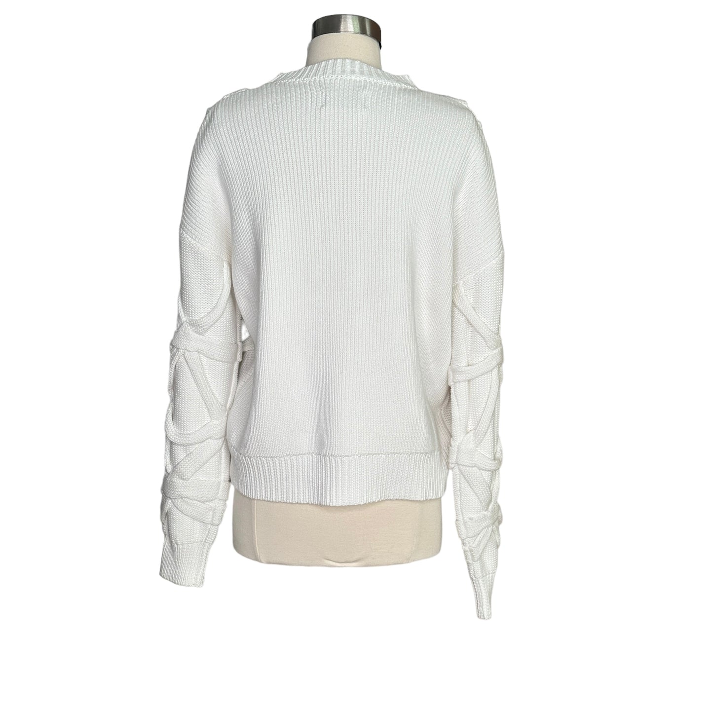 White Contrast Sweater - M
