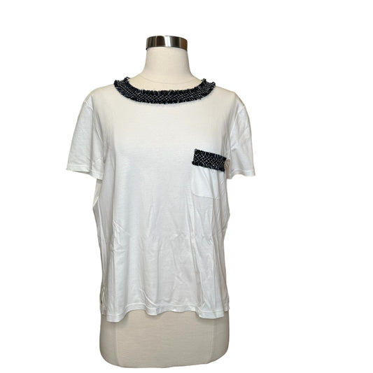 Tweed Trim T-Shirt - S