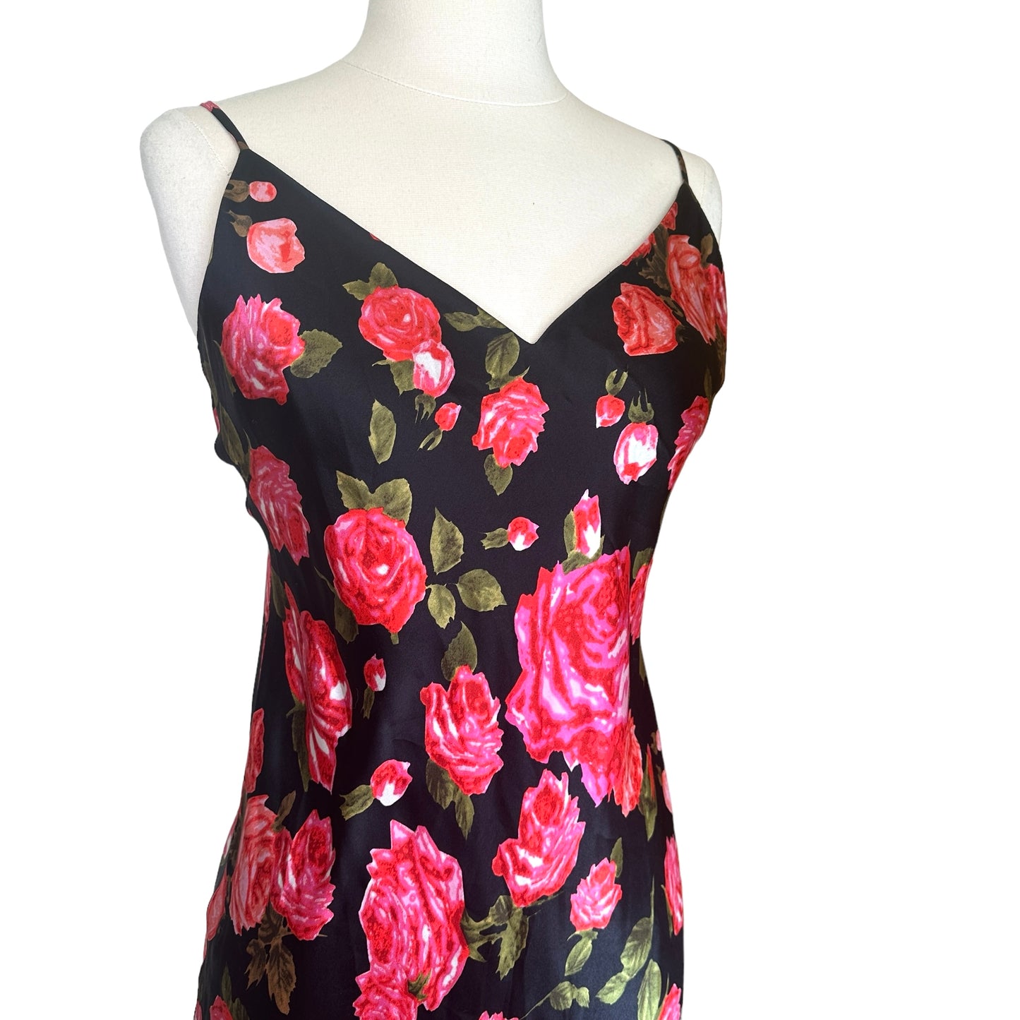 Black Floral Slip Dress - 6
