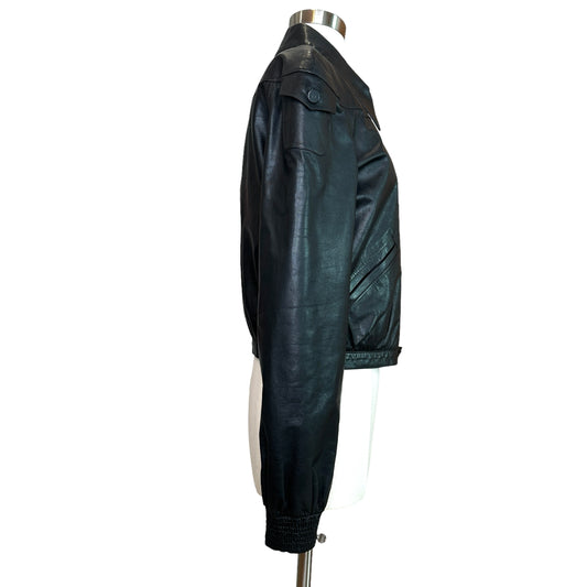 Black Vintage Leather Jacket - S/M