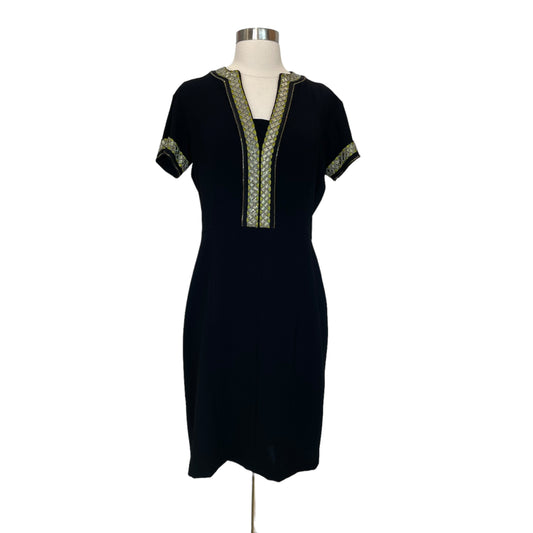 Black and Green Beaded Collar Dress - 44