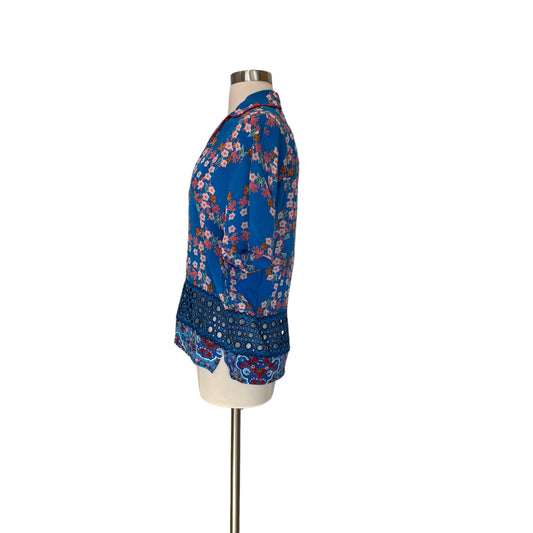 Blue Floral Button Up Shirt - 1