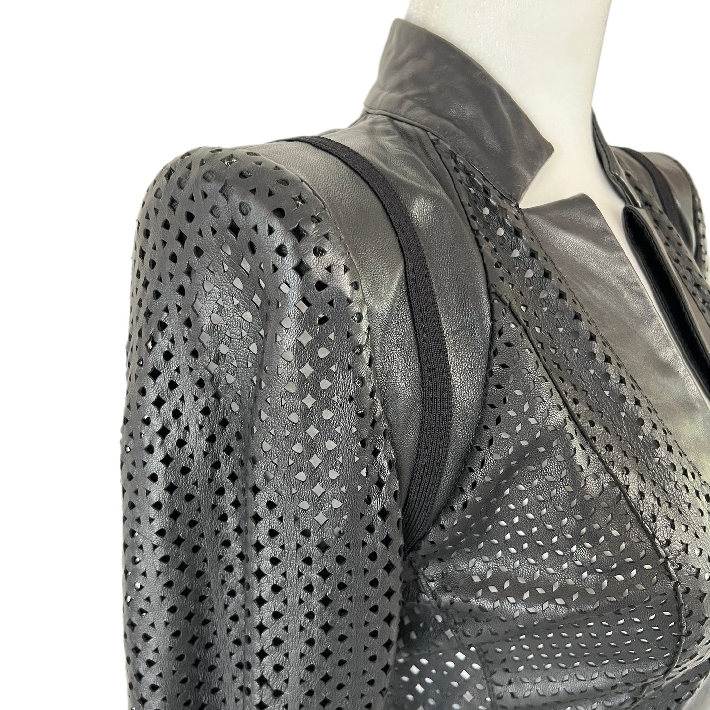 Leather Perforated Jacket - XS