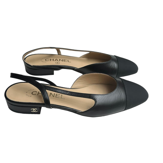 Black Grosgrain Slingbacks - 7