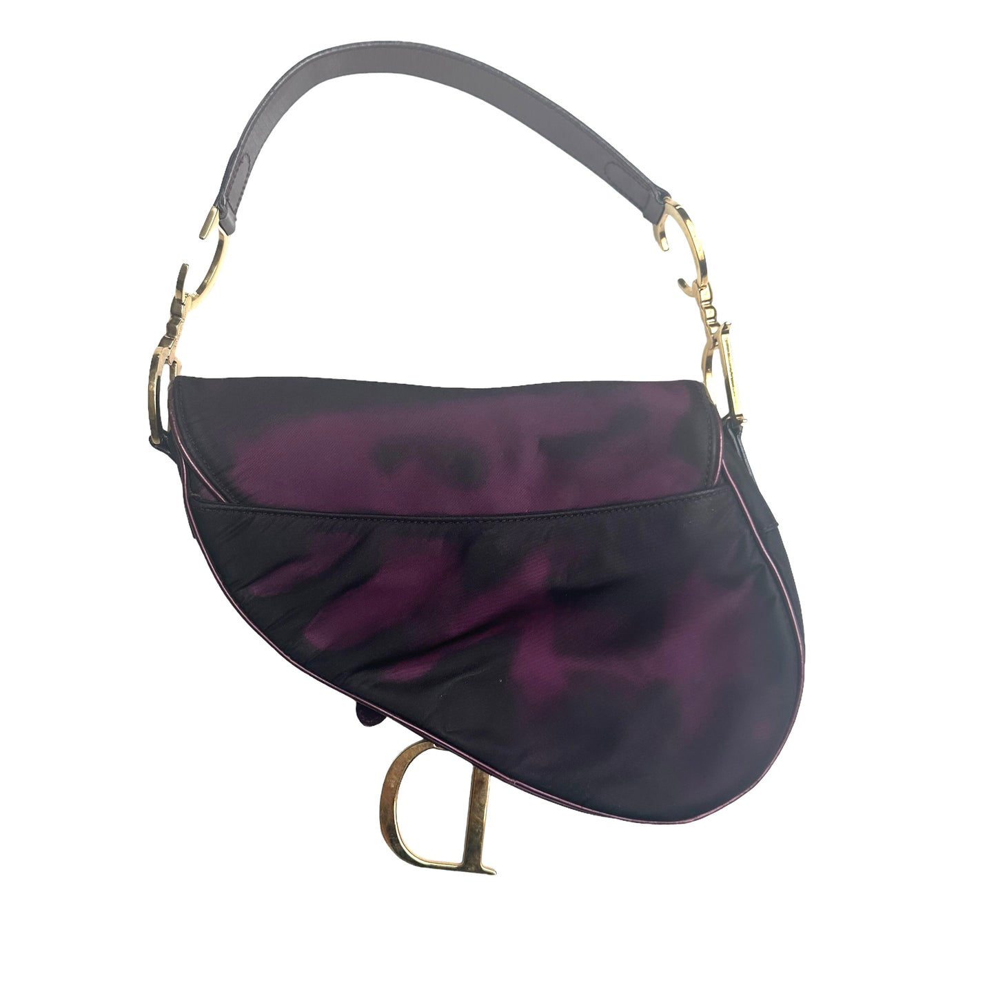 Purple Nylon & Leather Saddle Bag