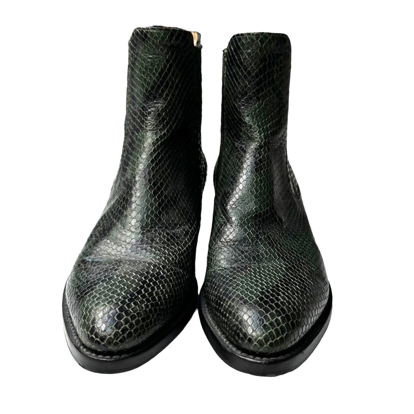 Green Python Embossed Boots -