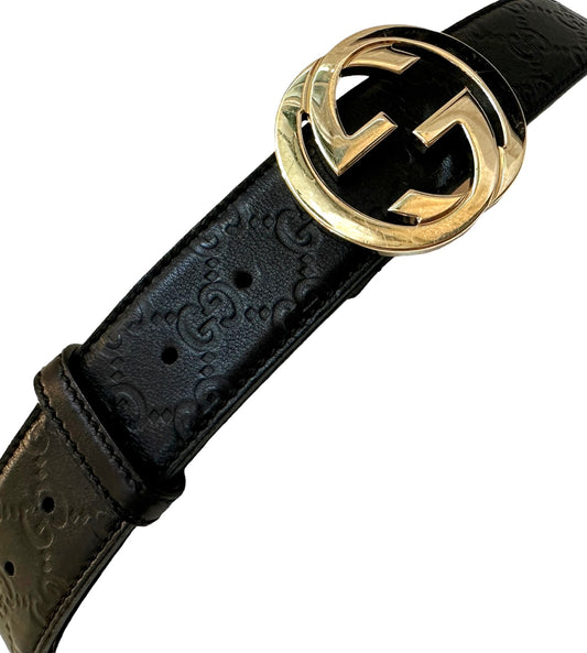 GG Monogram Leather Belt - L
