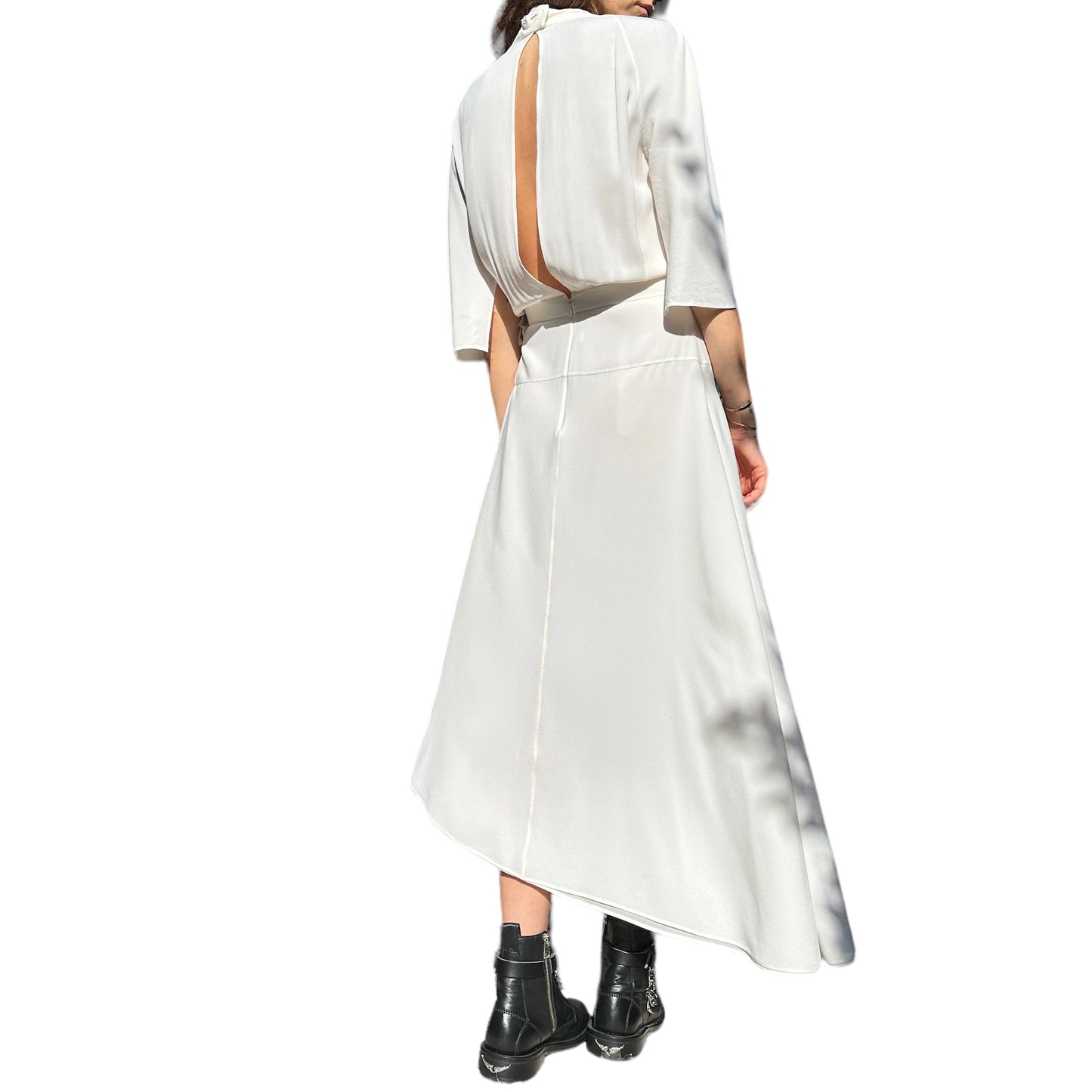 White Silk Dress - S