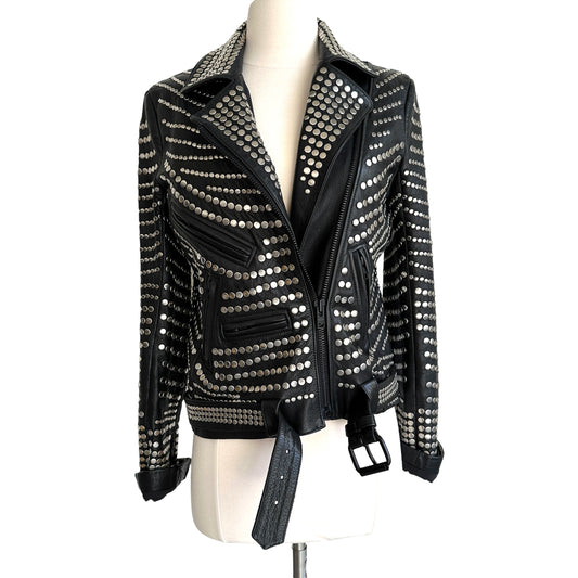 Black Studded Leather Jacket - 4