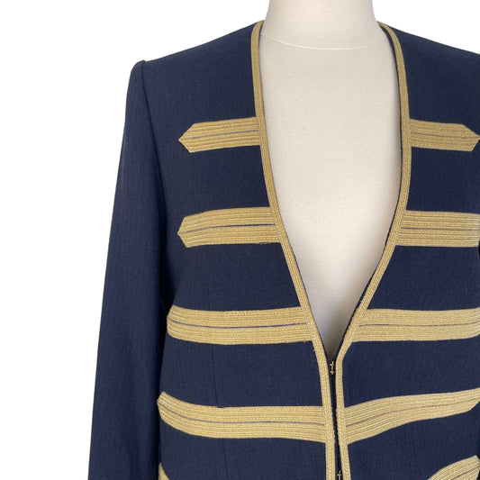 Navy and Gold Military Jacket - M