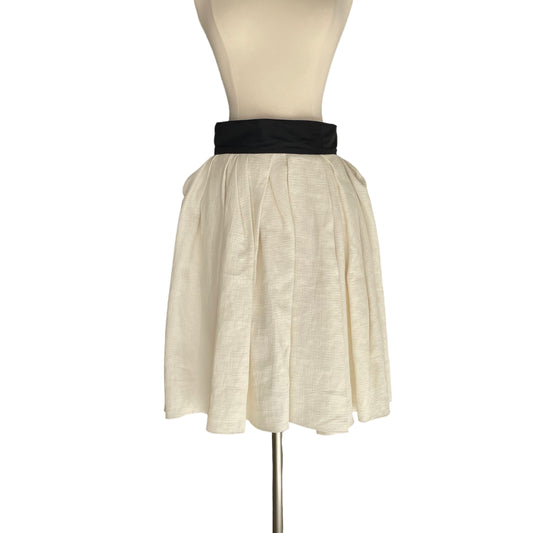 Cream and Black Bow Tie Skirt - S