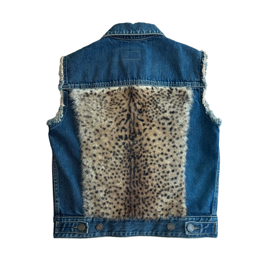 Denim & Fur Vest - S