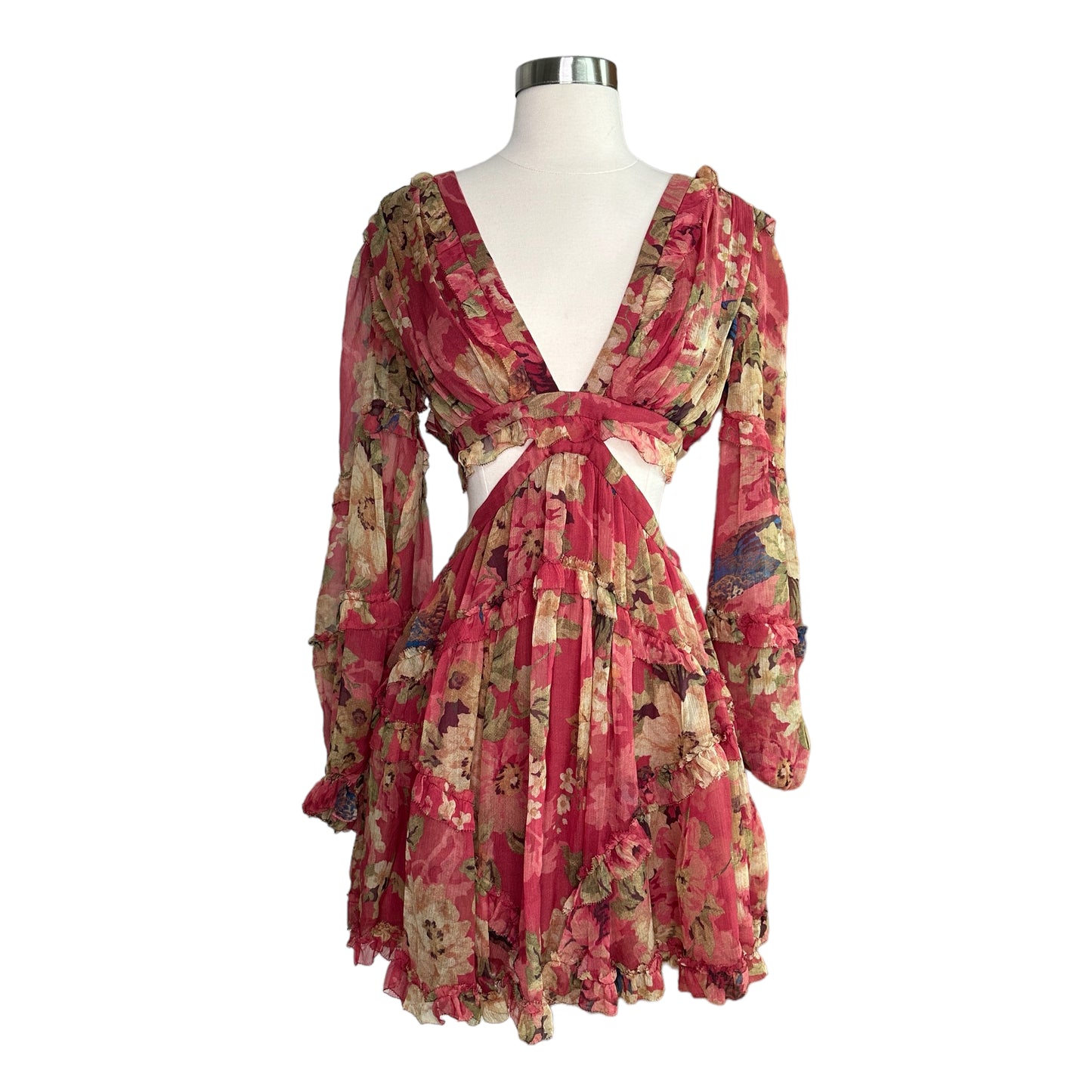 Floral Silk Dress - M