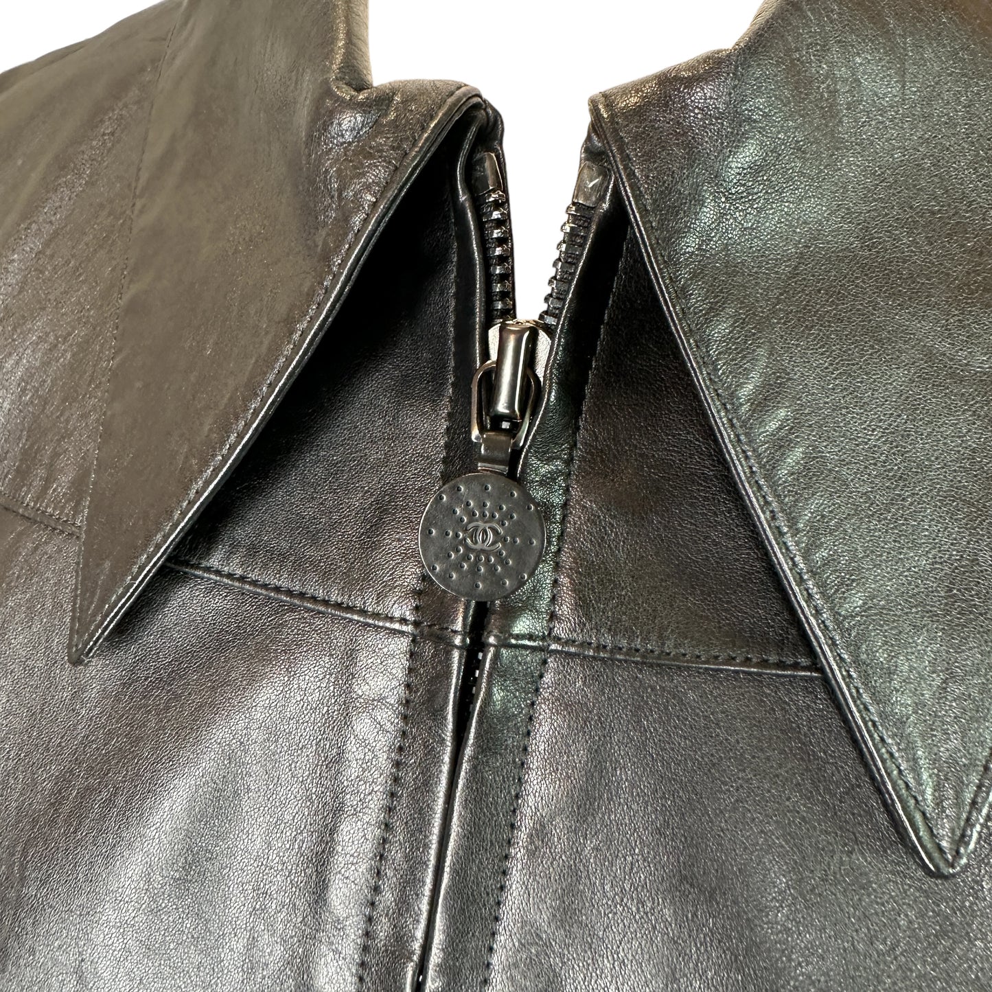 Black Vintage Leather Jacket - S/M