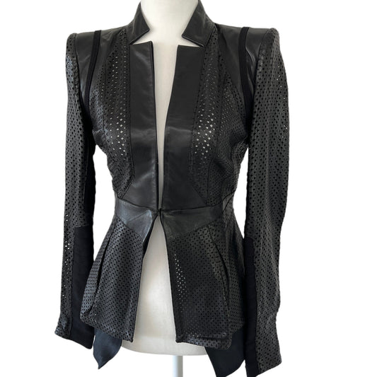 Leather Perforated Jacket - XS