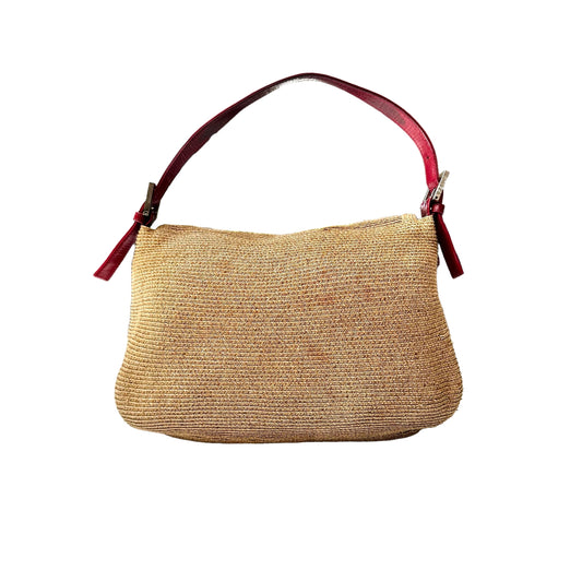 Raffia & Red Leather Vintage Bag