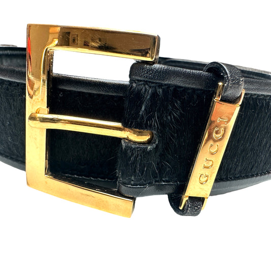 Black Pony Hair Belt - 75