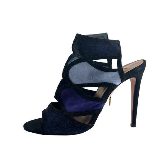 Blue & Black Suede Heels - 7.5