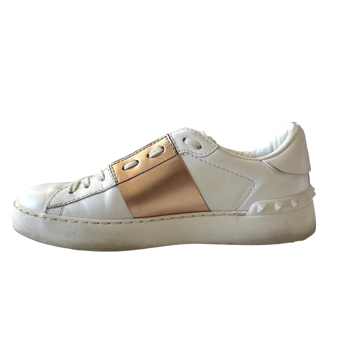 White / Rose Gold Sneakers - 7.5