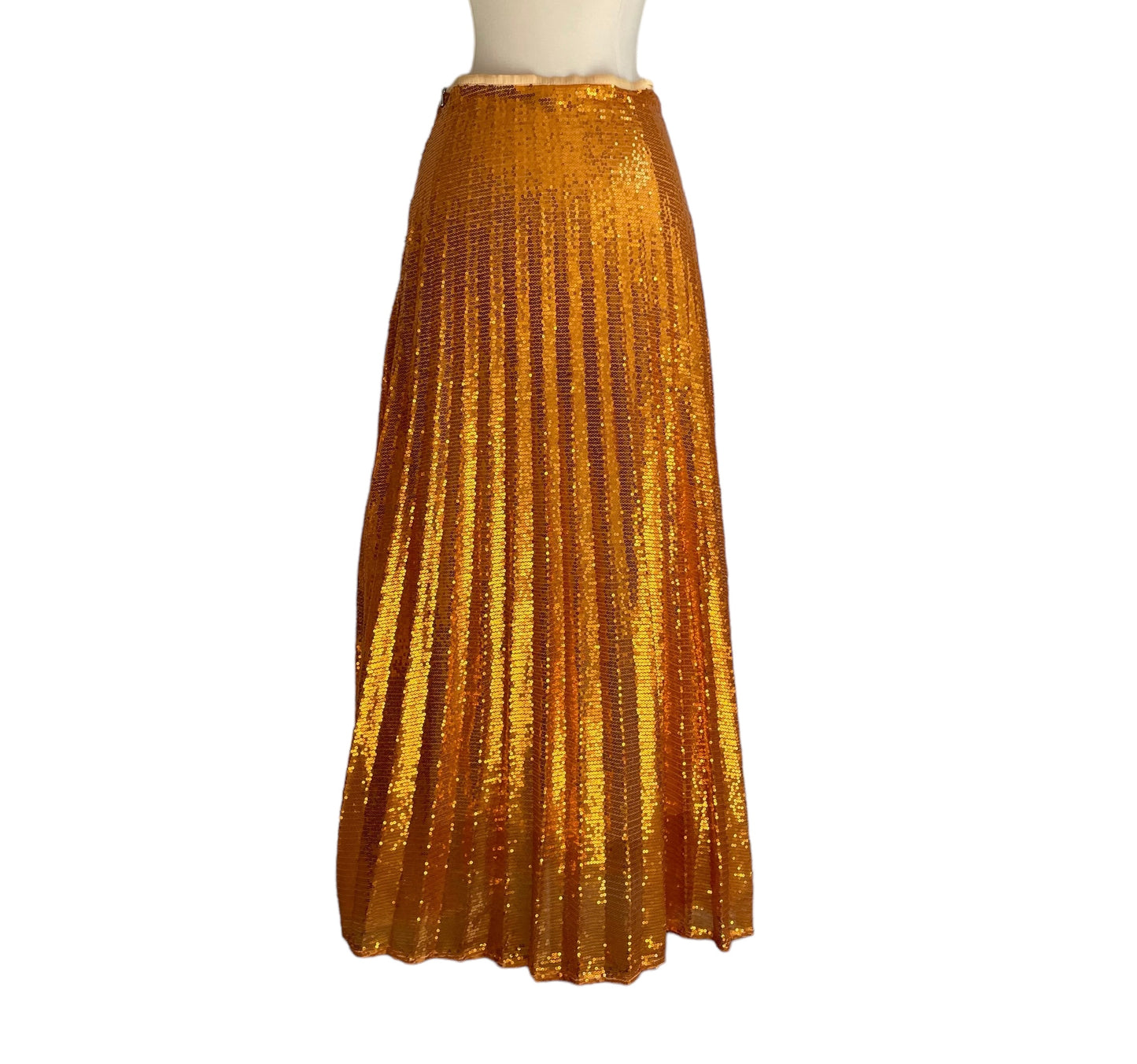 Orange Sequins Long Skirt - 0