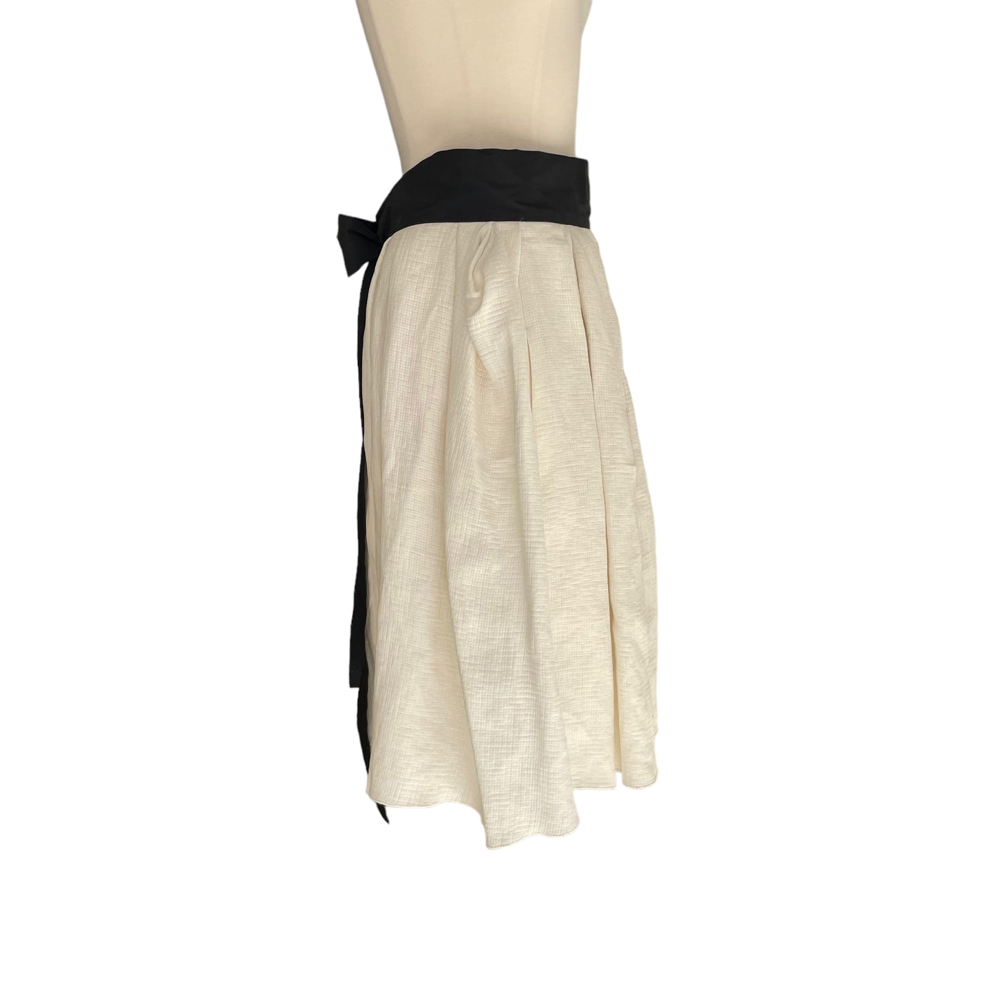 Cream and Black Bow Tie Skirt - S