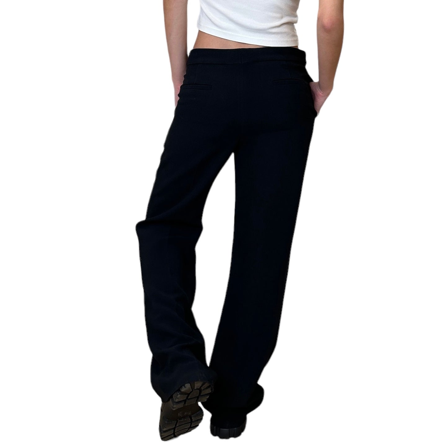Black Low Waist Tailored Pants - XS