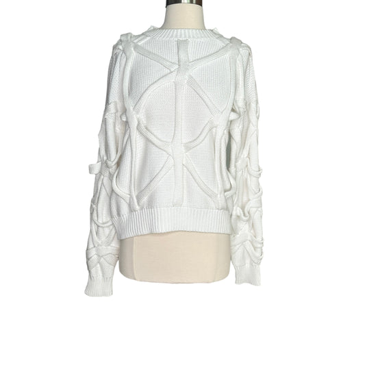 White Contrast Sweater - M